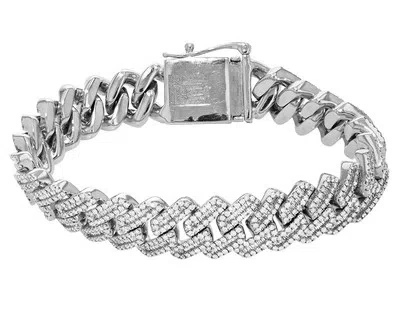 Pre-owned Jewelry Unlimited 14mm Baguette Vvs 10.6ct Real Diamond Miami Cuban Bracelet 8" 10k White Gold In G-h
