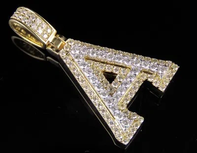 Pre-owned Jewelry Unlimited A Initial Custom Letter Diamond Pendant Charm In 10k Two Tone Gold 1.55 Ct 1.5" In G-h