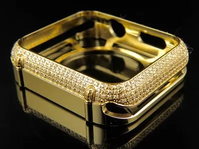Pre-owned Jewelry Unlimited Apple I Watch Genuine Diamond Yellow Gold Watch 42mm Bezel Capsule Case 2.50ct.