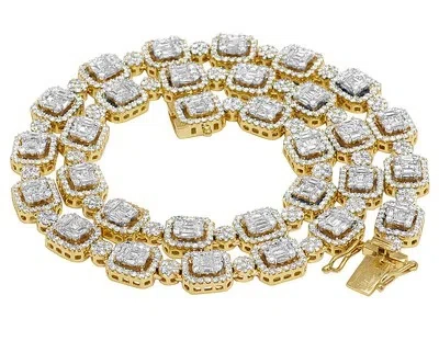 Pre-owned Jewelry Unlimited Baguette Diamond Choker Chain Necklace Mens Ladies 10k Yellow Gold 13.4 Ct 18" In G-h
