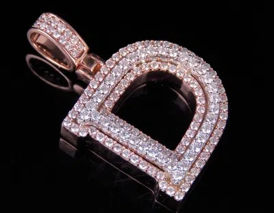 Pre-owned Jewelry Unlimited Custom 3d Letter D Initial Diamond Pendant Charm 10k Two Tone Gold 1.7 Ct 1.5" In G-h