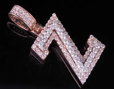 Pre-owned Jewelry Unlimited Custom Letter Z Initial 3d Diamond Pendant 10k Two Tone Gold 1 1/2 Ct 1.5" In G-h