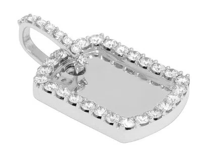 Pre-owned Jewelry Unlimited Dog-tag Egl Certified Vs 3.5ct Real Diamond Pendant 10k White Gold 1.5" In H-i