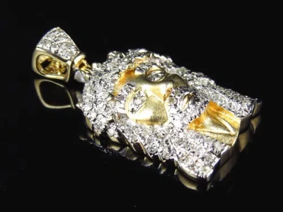 Pre-owned Jewelry Unlimited Genuine Diamond Mini Jesus Piece Pendant Charm In Yellow Gold Plated (0.75ct) In H-i