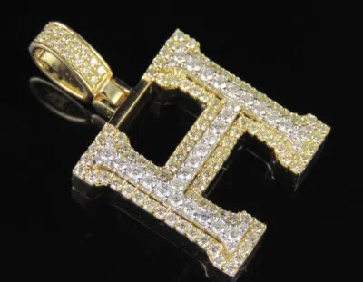 Pre-owned Jewelry Unlimited H Initial Custom Letter Diamond Pendant Charm In 10k Two Tone Gold 1.6 Ct 1.5" In G-h