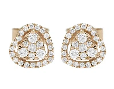 Pre-owned Jewelry Unlimited Heart Shape Halo 0.5 Ct Real Diamond Stud Earrings 8mm