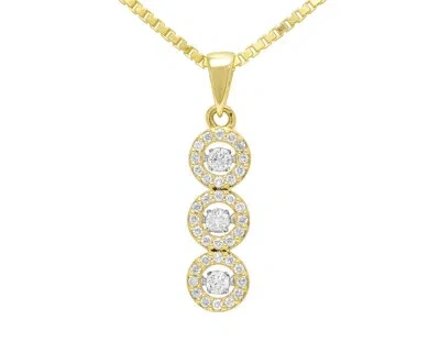 Pre-owned Jewelry Unlimited Ladies 10k Yellow Gold 3 Row Dancing Real Diamond Cluster Pendant 0.55ct 1.1" In G-h