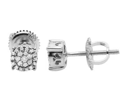 Pre-owned Jewelry Unlimited Ladies Men's 10k White Gold Real Diamond Round Cluster Studs Earrings .18ct 5mm