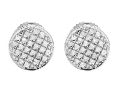 Pre-owned Jewelry Unlimited Ladies Men's 10k White Gold Real Diamond Round Pave Stud Earrings .33ct 7mm In H-i