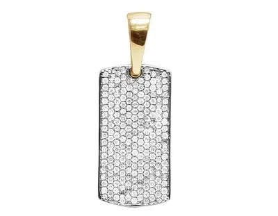 Pre-owned Jewelry Unlimited Ladies Mens 14k Yellow Gold Genuine Diamond Iced Dogtag Charm Pendant 1ct 1.2"