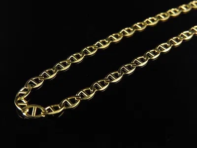 Pre-owned Jewelry Unlimited Men's 10k Solid Yellow Gold 3mm Flat Mariner Link Style Chain 16-26 Inches
