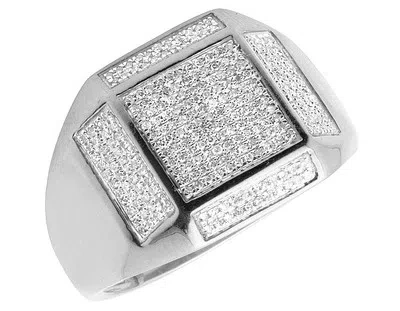 Pre-owned Jewelry Unlimited Men's 10k White Gold Real Diamonds Square Pinky Engagement Ring 0.55ct 16mm In H-i