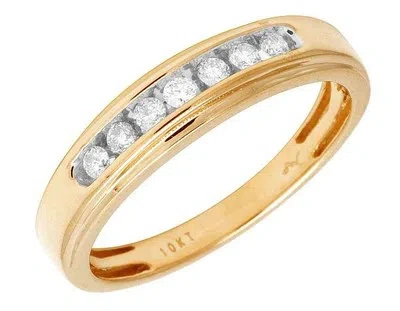 Pre-owned Jewelry Unlimited Men's 10k Yellow Gold 1 Row Channel Genuine Diamond Wedding Ring Band 0.25ct 5mm In H-i
