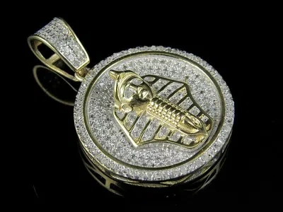 Pre-owned Jewelry Unlimited Men's 10k Yellow Gold Egyptian Pharoah Genuine Diamond Pendant Charm 0.35 Ct ... In I-j