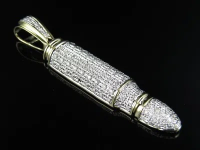 Pre-owned Jewelry Unlimited Men's 10k Yellow Gold Genuine Diamonds 3d Ak-47 Bullet Charm Pendant 1.25ct 2.5" In H-i