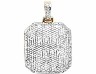 Pre-owned Jewelry Unlimited Men's 10k Yellow Gold Iced Dome Pillow Real Diamond Charm Pendant .70ct 1.1" In I-j
