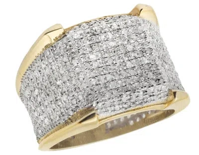 Pre-owned Jewelry Unlimited Men's 10k Yellow Gold Iced Real Diamond 3d Eternity Pinky 4 Prong Ring 1ct