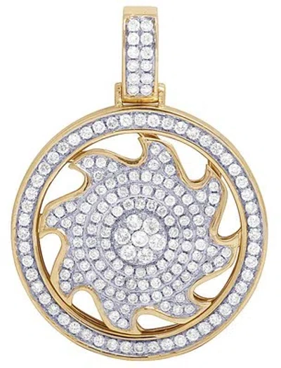 Pre-owned Jewelry Unlimited Men's 10k Yellow Gold Medallion Genuine Diamond Rolling Pendant 2 1/2 Ct 1.0" In G-h
