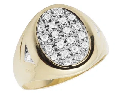 Pre-owned Jewelry Unlimited Men's 10k Yellow Gold Oval Shape Top Genuine Diamond Pinky Ring 0.25ct 16mm