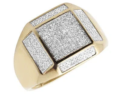 Pre-owned Jewelry Unlimited Men's 10k Yellow Gold Real Diamonds Square Pinky Engagement Ring 0.55ct 16mm In H-i