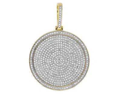 Pre-owned Jewelry Unlimited Men's 10k Yellow Gold Round Medallion Real Diamond Charm Pendant 1 Ct 1.6" In I-j