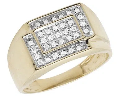 Pre-owned Jewelry Unlimited Men's 10k Yellow Gold Square Genuine Diamond Engagement Wedding Ring 0.33ct 11mm