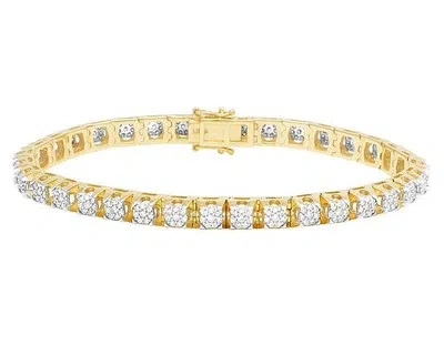 Pre-owned Jewelry Unlimited Men's 14k Yellow Gold Genuine Diamond 6mm Cluster Tennis Bracelet 2 1/5 Ct 8"