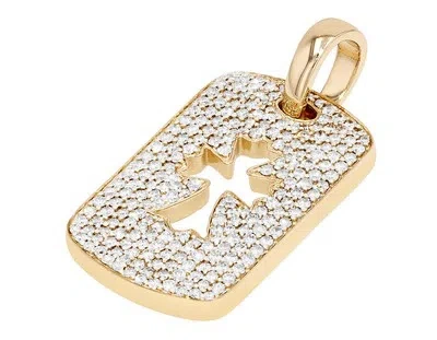 Pre-owned Jewelry Unlimited Men's Hollow Cross Real Diamond Tag Pendant 1 4/5 Ct 10k Yellow Gold 1.5" In G-h
