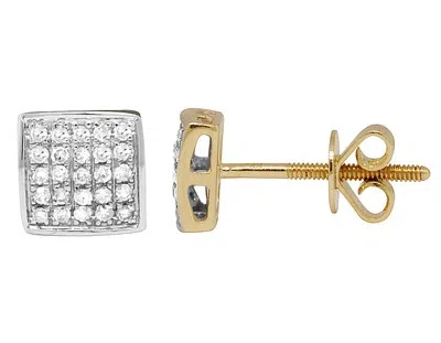 Pre-owned Jewelry Unlimited Men's Ladies 10k Yellow Gold Genuine Diamond Square Studs Earrings .25ct 6mm In H-i