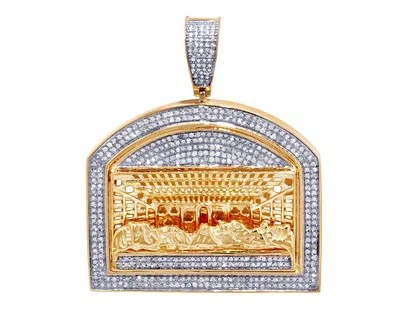 Pre-owned Jewelry Unlimited Men's Last Supper Real Diamond Pendant 1 3/20 Ct 10k Yellow Gold 1.5" In H-i
