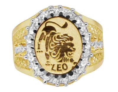 Pre-owned Jewelry Unlimited Men's Real 10k Yellow Gold Lab Diamond Leo Lion Lucky Zodiac Designer Pinky Ring