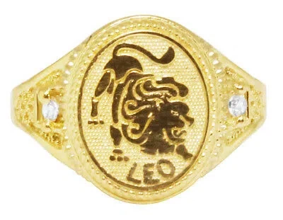 Pre-owned Jewelry Unlimited Men's Real 10k Yellow Gold Leo Lucky Lion Zodiac Astrology Designer Pinky Ring