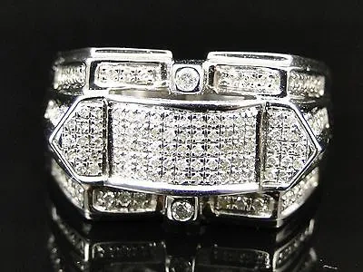 Pre-owned Jewelry Unlimited Mens White Gold Finish Diamond Engagement Designer Fashion Band Pinky Ring 1 Ct