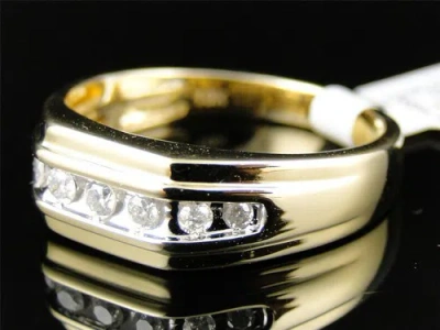 Pre-owned Jewelry Unlimited Mens 10k Yellow Gold Diamond Channel Set Wedding Engagement Band Ring 1/4 Ct In H-i