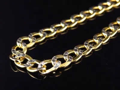 Pre-owned Jewelry Unlimited Mens 10k Yellow Gold Diamond Cut Curb Cuban Chain Necklace 4.5 Mm 18-30 Inches