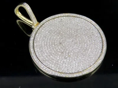 Pre-owned Jewelry Unlimited Mens 10k Yellow Gold Genuine Diamond Iced Medallion Pendant Charm 1.3 Ct 1.75" In H-i
