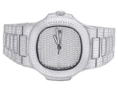 Pre-owned Jewelry Unlimited Mens Iced White Stainless Steel 40mm Pp Simulated Diamond Watch