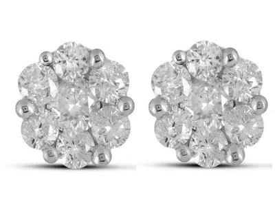 Pre-owned Jewelry Unlimited Mens Ladies 14k Yellow Gold Geniune Diamond Flower Cluster Stud Earrings 0.5 Ct In H-i