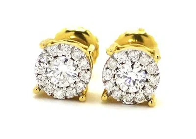 Pre-owned Jewelry Unlimited Mens Ladies 14k Yellow Gold Round Cut 7mm Solitaire Diamond Stud Earrings .75ct In G-h