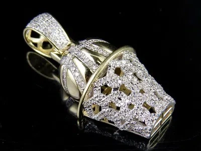 Pre-owned Jewelry Unlimited Mens Real 10k Yellow Gold Genuine Diamond Basketball Pendant Charm 7/10 Ct 1.25" In H-i