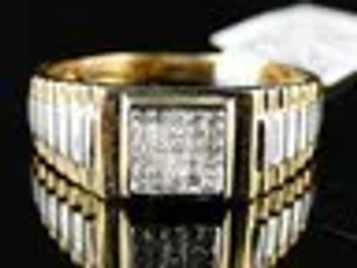 Pre-owned Jewelry Unlimited Mens Two Tone Princess Cut Diamond Wedding Band Ring 1/4 Ct In H