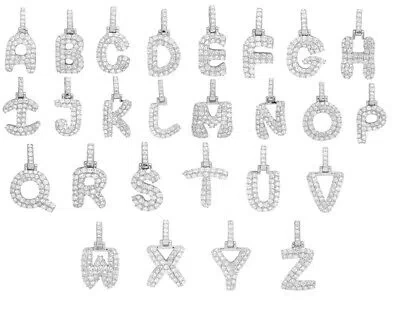 Pre-owned Jewelry Unlimited Real Diamond Custom Bubble Initial Letter Pendant In 10k White Gold A - Z 0.75" In H-i