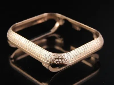 Pre-owned Jewelry Unlimited Series 4 Apple I Watch Diamond Rose Steel 44mm Bezel Capsule Case 1.50 Ct
