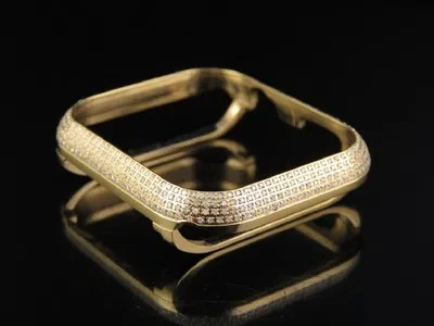Pre-owned Jewelry Unlimited Series 4 Apple I Watch Diamond Yellow Steel 44mm Bezel Capsule Case 1.50 Ct