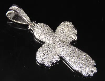 Pre-owned Jewelry Unlimited Unisex 10k White Gold Real Diamond Drip Cross Pendant 1.55 Ct 1.5" In G-h