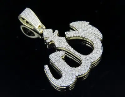 Pre-owned Jewelry Unlimited Unisex 10k Yellow Gold Real Diamond Arabic Allah Pendant Charm 2/5 Ct 1.2" In H-i
