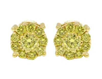 Pre-owned Jewelry Unlimited Unisex Canary Diamond Cluster Stud Earrings 10k Yellow Gold 3/4 Ct 8mm
