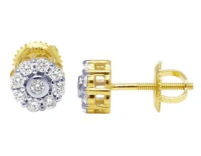 Pre-owned Jewelry Unlimited Unisex Real Diamond Bezel Stud Earrings 10k Yellow Gold 0.35 Ct 7mm In G-h