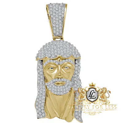 Pre-owned Jewelrypot Genuine Yellow Gold Sterling Silver Jesus Face Pendent Charm Big 2.80''