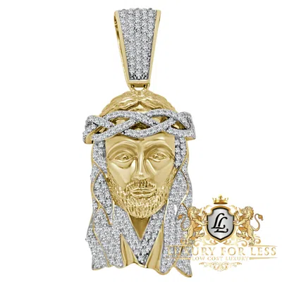 Pre-owned Jewelrypot Mens Real 10k Yellow Gold On Sterling Silver Jesus Piece Charm Pendent Xl 2.80''
